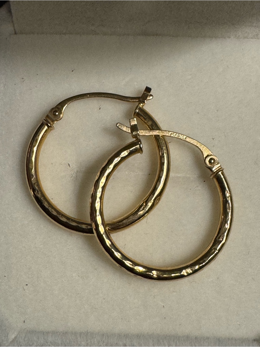 14K Gold Hammered Hoop Earrings